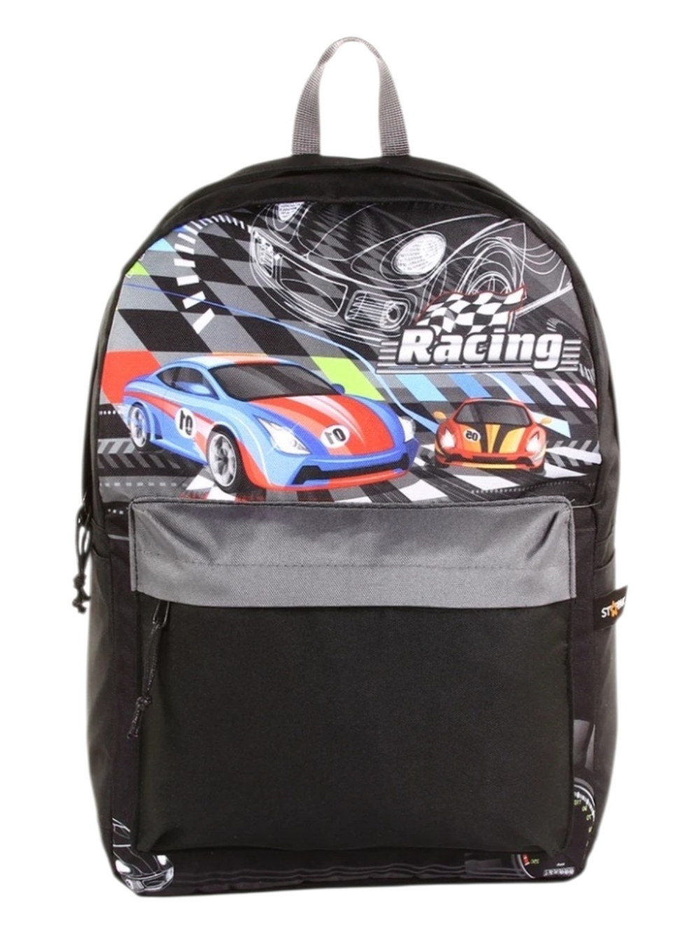 Kids' Racing Graphic Black and Gray Backpack 16"